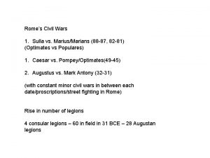 Romes Civil Wars 1 Sulla vs MariusMarians 88