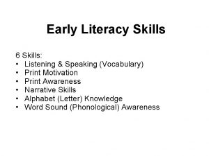 Early literacy skills checklist