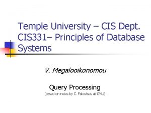 Temple University CIS Dept CIS 331 Principles of