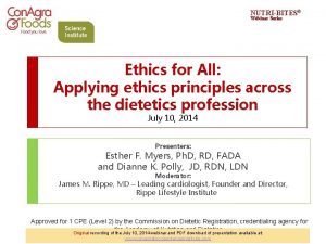 NUTRIBITES Webinar Series Ethics for All Applying ethics