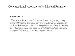 Conversational apologetics michael ramsden