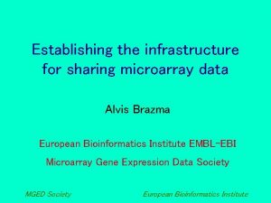 Establishing the infrastructure for sharing microarray data Alvis