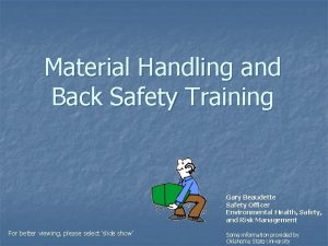 Back safety training
