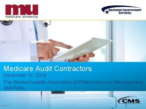 Medicare Audit Contractors December 12 2019 The Massachusetts