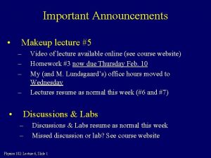 Makeup lecture