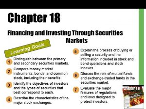 Chapter 18 Financing and Investing Through Securities Markets