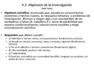 4 2 Hiptesis de la investigacin Ral Tafur