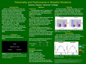 Personality and Performance in Stressful Situations Jeremy Owens