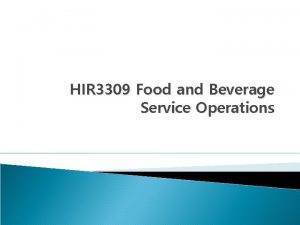 Introduction to food and beverage service