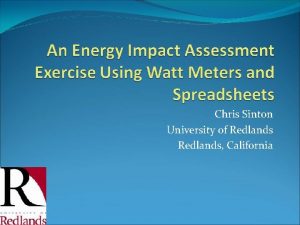 Chris Sinton University of Redlands California Energy and