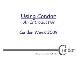 Using Condor An Introduction Condor Week 2009 http