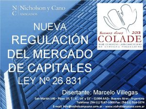 NUEVA REGULACIN DEL MERCADO DE CAPITALES LEY N