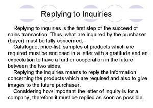 Inquiry answer 124
