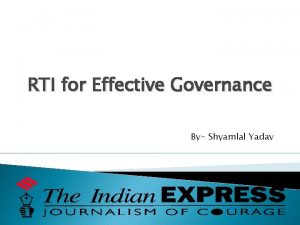 RTI for Effective Governance By Shyamlal Yadav Examples