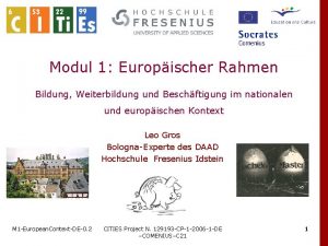 Modul 1 Europischer Rahmen Bildung Weiterbildung und Beschftigung