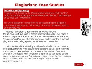 Plagiarism case study