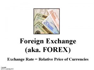Foreign Exchange aka FOREX Exchange Rate Relative Price
