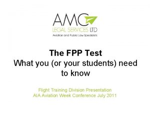 The FPP Test What you or your students