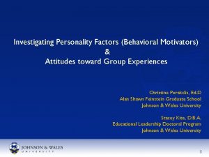 Investigating Personality Factors Behavioral Motivators Attitudes toward Group