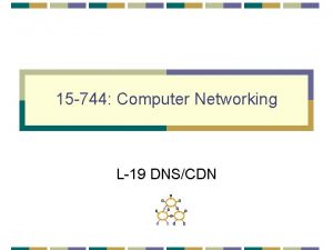 15 744 Computer Networking L19 DNSCDN This lecture