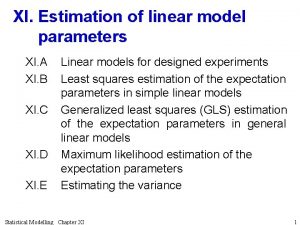 XI Estimation of linear model parameters XI A