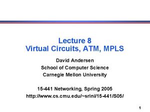 Lecture 8 Virtual Circuits ATM MPLS David Andersen