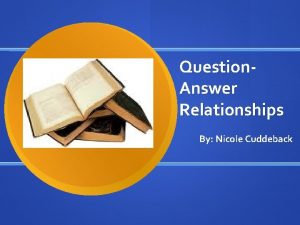Question Answer Relationships By Nicole Cuddeback What is