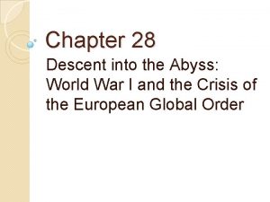 Chapter 28 Descent into the Abyss World War