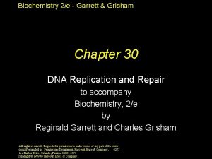 Biochemistry 2e Garrett Grisham Chapter 30 DNA Replication