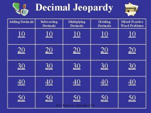 Decimal operations jeopardy Decimal operations jeopardy