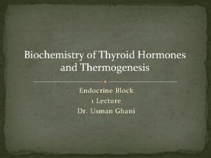Biochemistry of Thyroid Hormones and Thermogenesis Endocrine Block