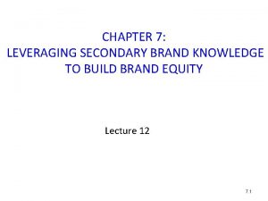 Secondary sources of brand knowledge