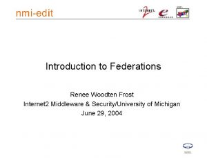 Introduction to Federations Renee Woodten Frost Internet 2