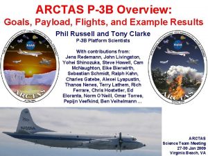 ARCTAS P3 B Overview Goals Payload Flights and