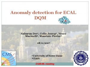 Anomaly detection for ECAL DQM Nabarun Dev 1