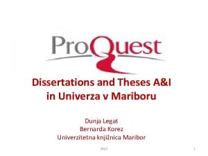 Dissertations and Theses AI in Univerza v Mariboru