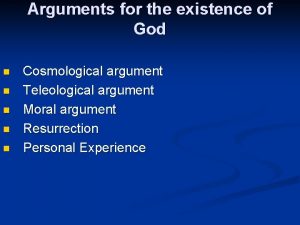 Arguments for the existence of God n n