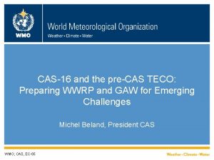 WMO CAS16 and the preCAS TECO Preparing WWRP