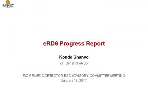 e RD 6 Progress Report Kondo Gnanvo On