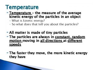 Measurement of average kinetic energy