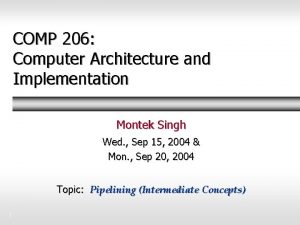 COMP 206 Computer Architecture and Implementation Montek Singh