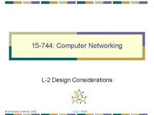 15 744 Computer Networking L2 Design Considerations Srinivasan