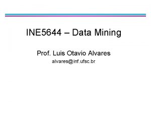 INE 5644 Data Mining Prof Luis Otavio Alvares