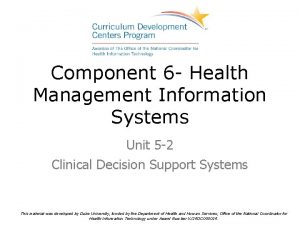 Component 6 Health Management Information Systems Unit 5