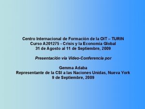 Centro Internacional de Formacin de la OIT TURIN