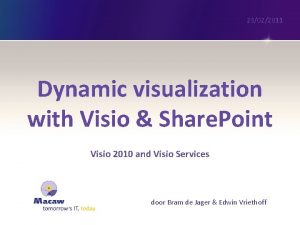23022011 Dynamic visualization with Visio Share Point Visio 23022011 Dynamic visualization with Visio Share Point Visio