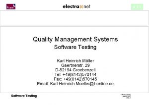 ICEL Quality Management Systems Software Testing Karl Heinrich