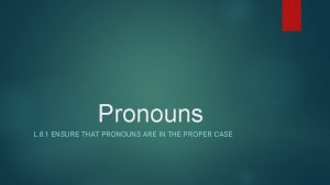 Pronouns L 6 1 ENSURE THAT PRONOUNS ARE