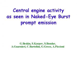 Central engine activity as seen in NakedEye Burst