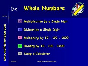 Whole Numbers Level 2 www mathsrevision com Multiplication
